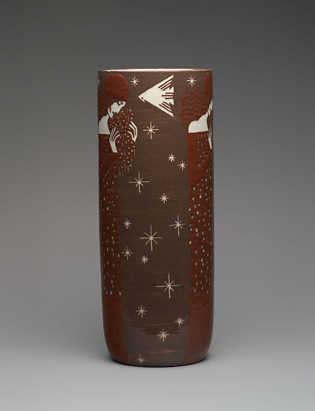 Vase with women, birds, and stars, Wiener Kunstgewerbeschule, Glazed earthenware, Austrian, Vienna