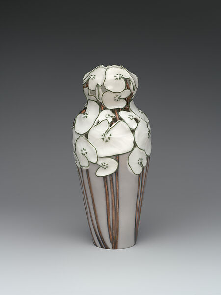Vase with nasturtium leaves, Effie Hegermann-Lindencrone (Danish, 1860–1945), Glazed porcelain, Danish, Copenhagen