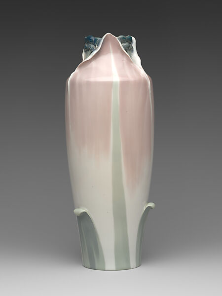 Vase with flowering plant, Rörstrand Factory, Glazed porcelain, Swedish, Stockholm