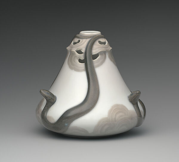 Vase with snakes, Christian Thomsen (1860–1921), Glazed porcelain, Danish, Copenhagen 