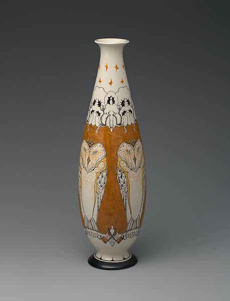 Vase with owls, Plateelfabriek Purmerend, Glazed earthenware, Dutch, Purmerend