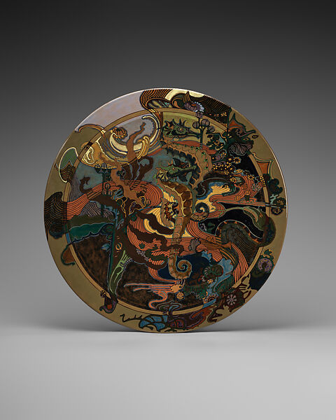 Plaque with seahorses and snakes, Rozenburg Plateelfabriek (1883–1917), Glazed earthenware, Dutch, The Hague 