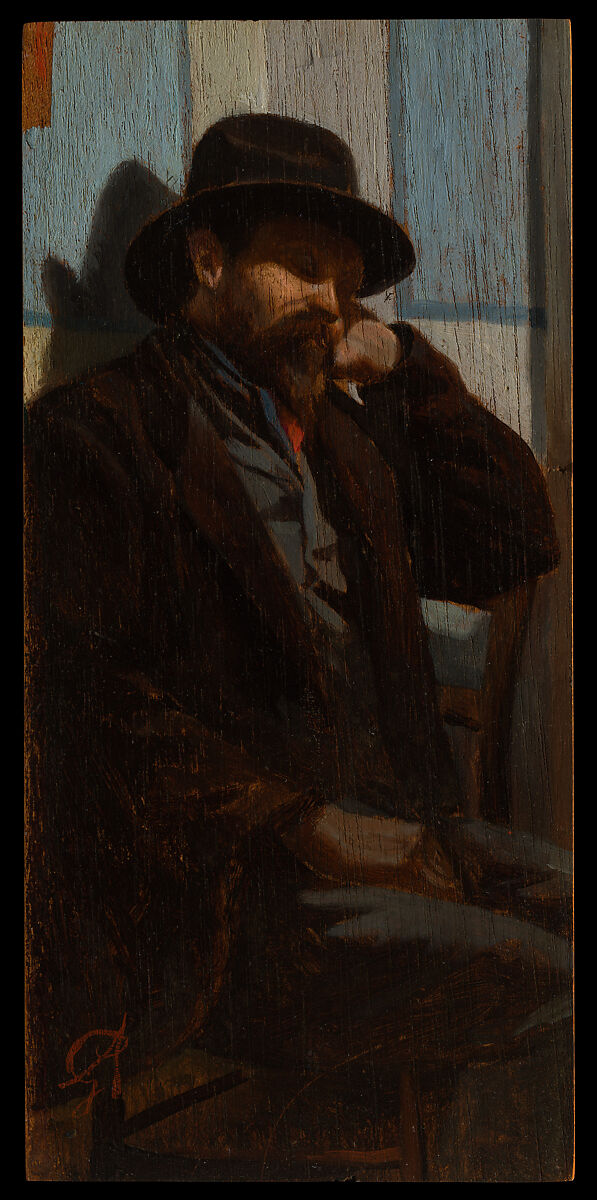 A Man Seated and Asleep, Giuseppe Abbati (Italian, Naples 1836–1868 Florence), Oil on wood 
