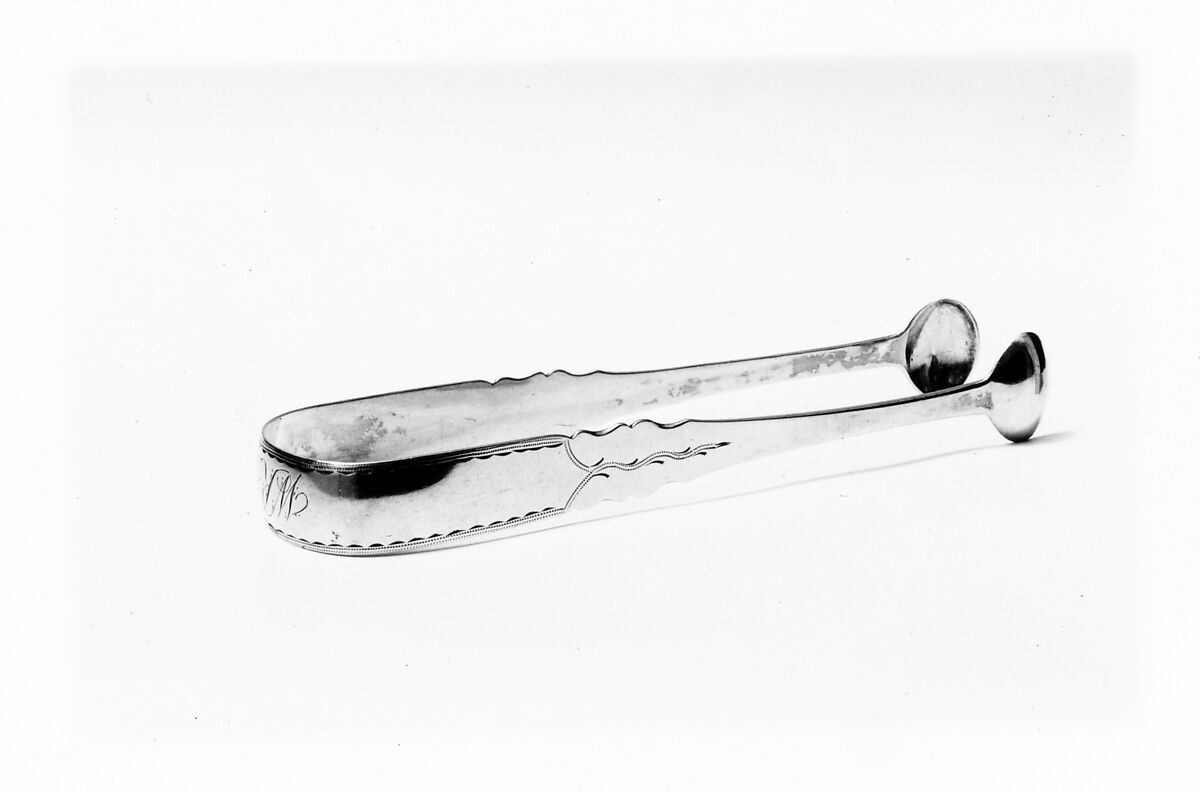 Tongs, John Boutier (active ca. 1805–1825), Silver, American 