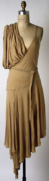 Dress, Callaghan (Italian, founded 1966), a) rayon; b) leather, metal, French 