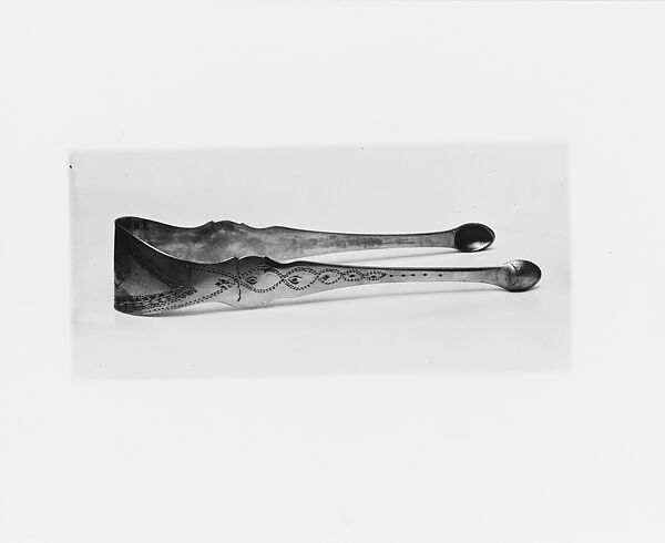 Tongs, Marked by I. C., Silver, American 