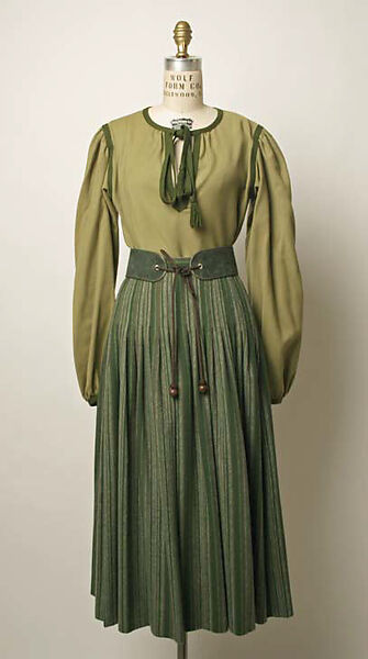 Ensemble, Yves Saint Laurent (French, founded 1961), leather, wool, French