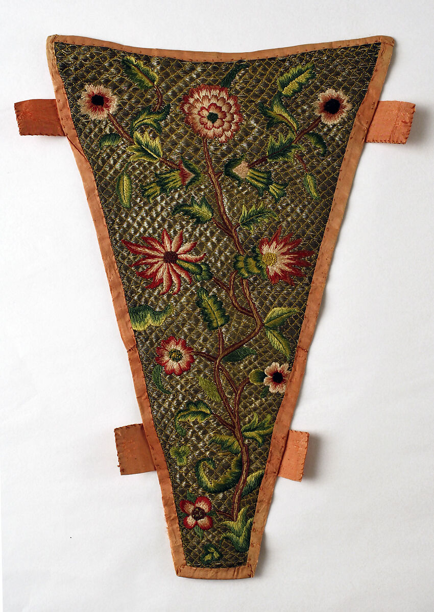 Stomacher, Silk, metal, British 