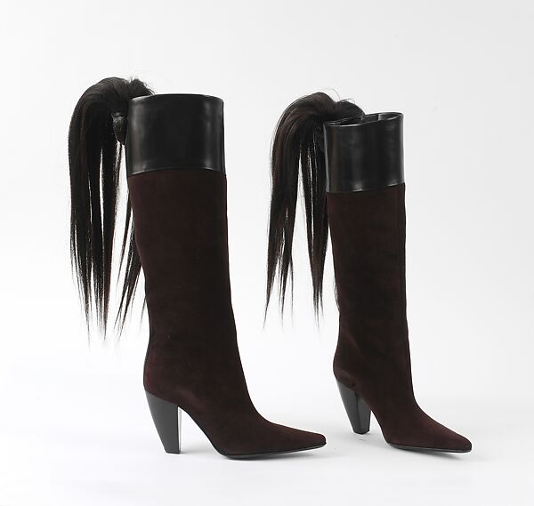 "Ponytail Boot", Adelle Lutz, a,b) leather, hair, American 