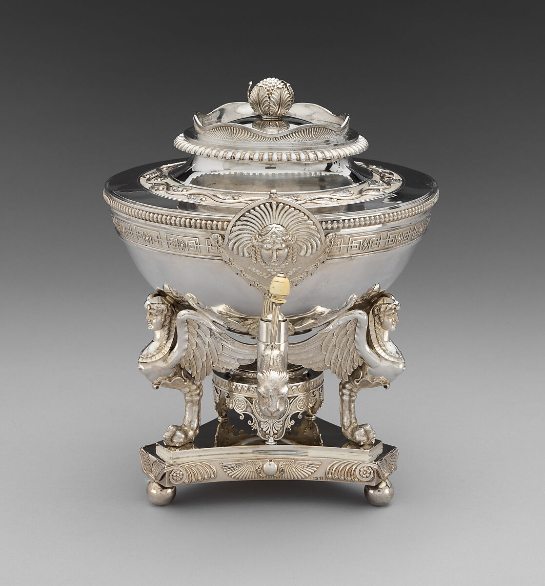 Hot Water Urn (part of a service), Digby Scott (British, active 1802–1807), Silver; ivory, British, London