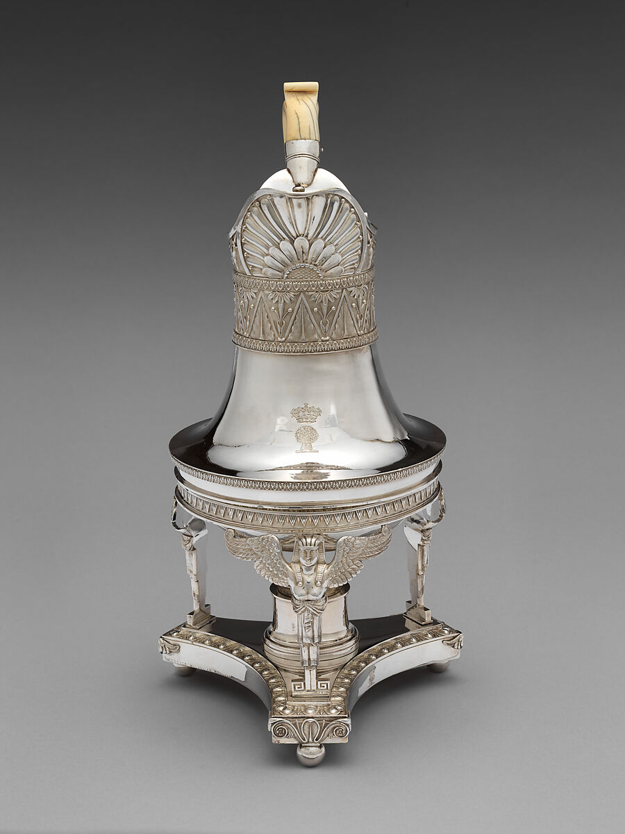 Coffee Pot on Stand (part of a service), Digby Scott (British, active 1802–1807), Silver; ivory, British, London