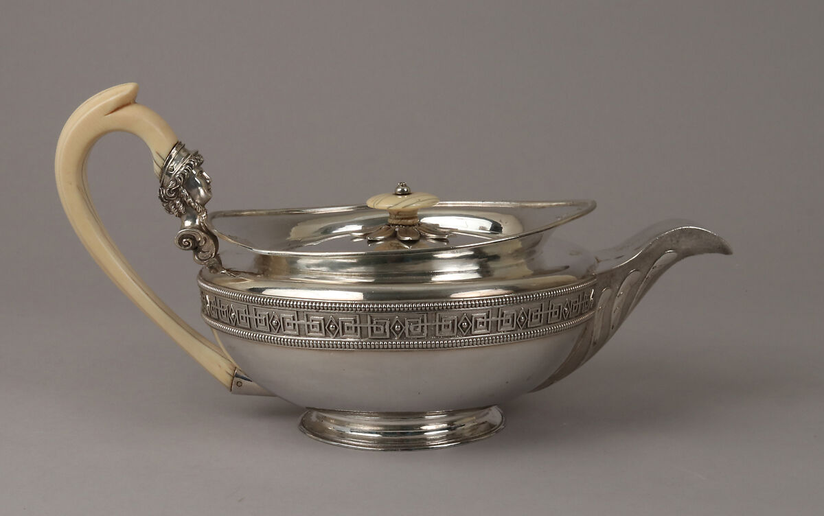 Teapot (part of a service), Digby Scott (active 1802–1807), Silver; ivory, British, London 