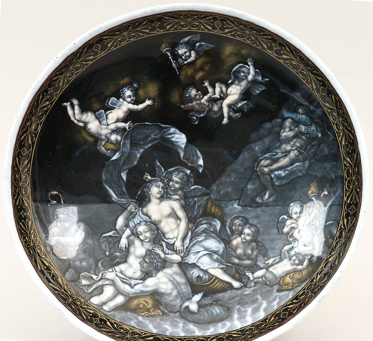 Cup with the Triumph of Galatea, Charles-Ludovic Crétineau-Joly (French, born Fontenay-le-Comte 1831), Painted enamel on copper, French, Paris