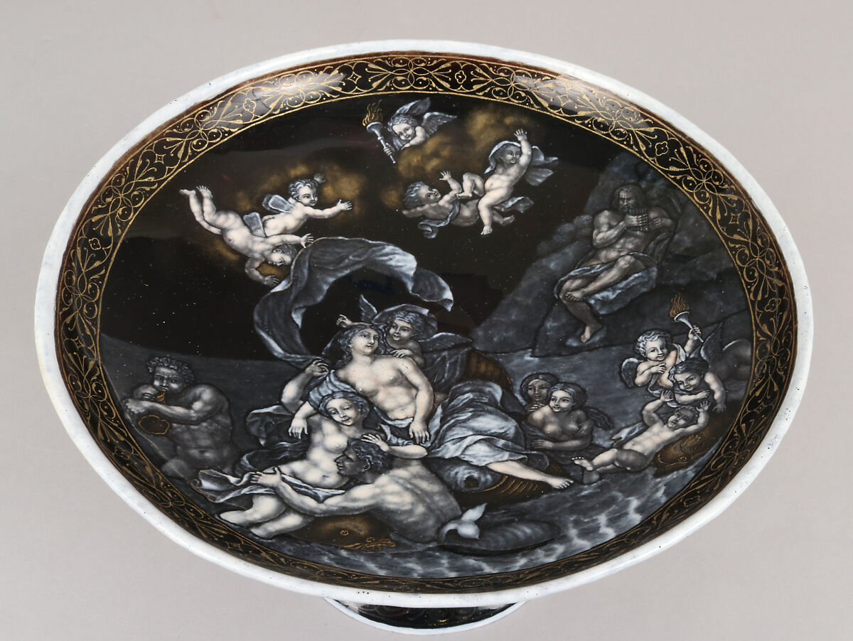 Cup with the Triumph of Galatea, Charles-Ludovic Crétineau-Joly (French, born Fontenay-le-Comte 1831), Painted enamel on copper, French, Paris