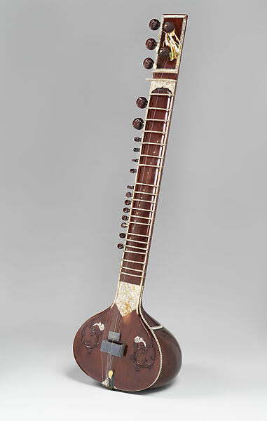 Sitar, Hiren Roy (Bangladeshi, East Bengal 1922-1992 Calcutta), Wood, bone, plastic, gourd 