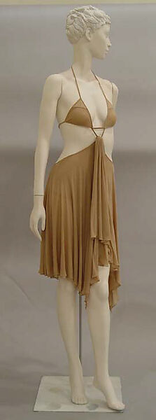 Dress, Callaghan (Italian, founded 1966), (a) rayon, metal; (b) suede, plastic (acrylic), Italian 