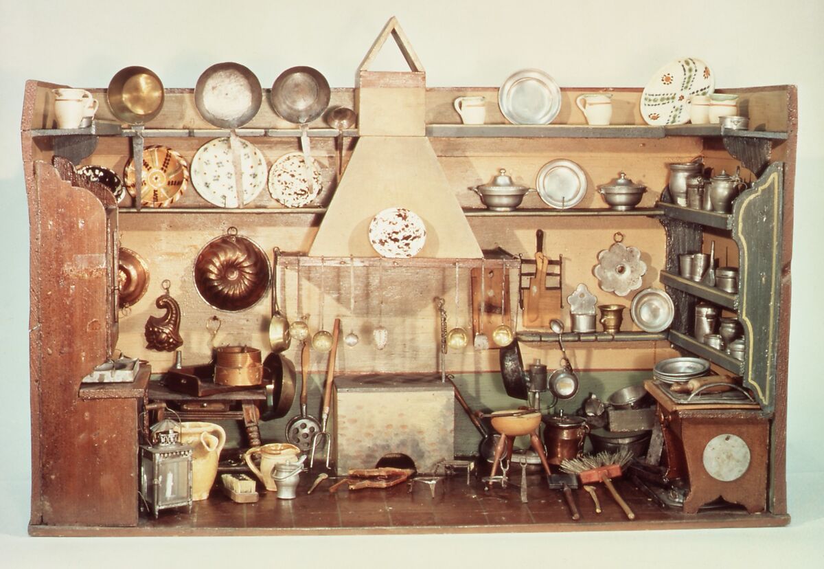 Toy Kitchen, Wood, metal, ceramics, American or German 