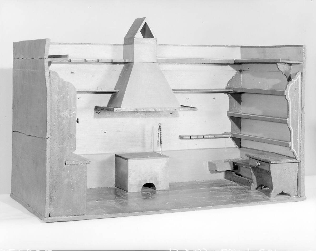 Toy Kitchen, Wood, metal, ceramics, American or German
