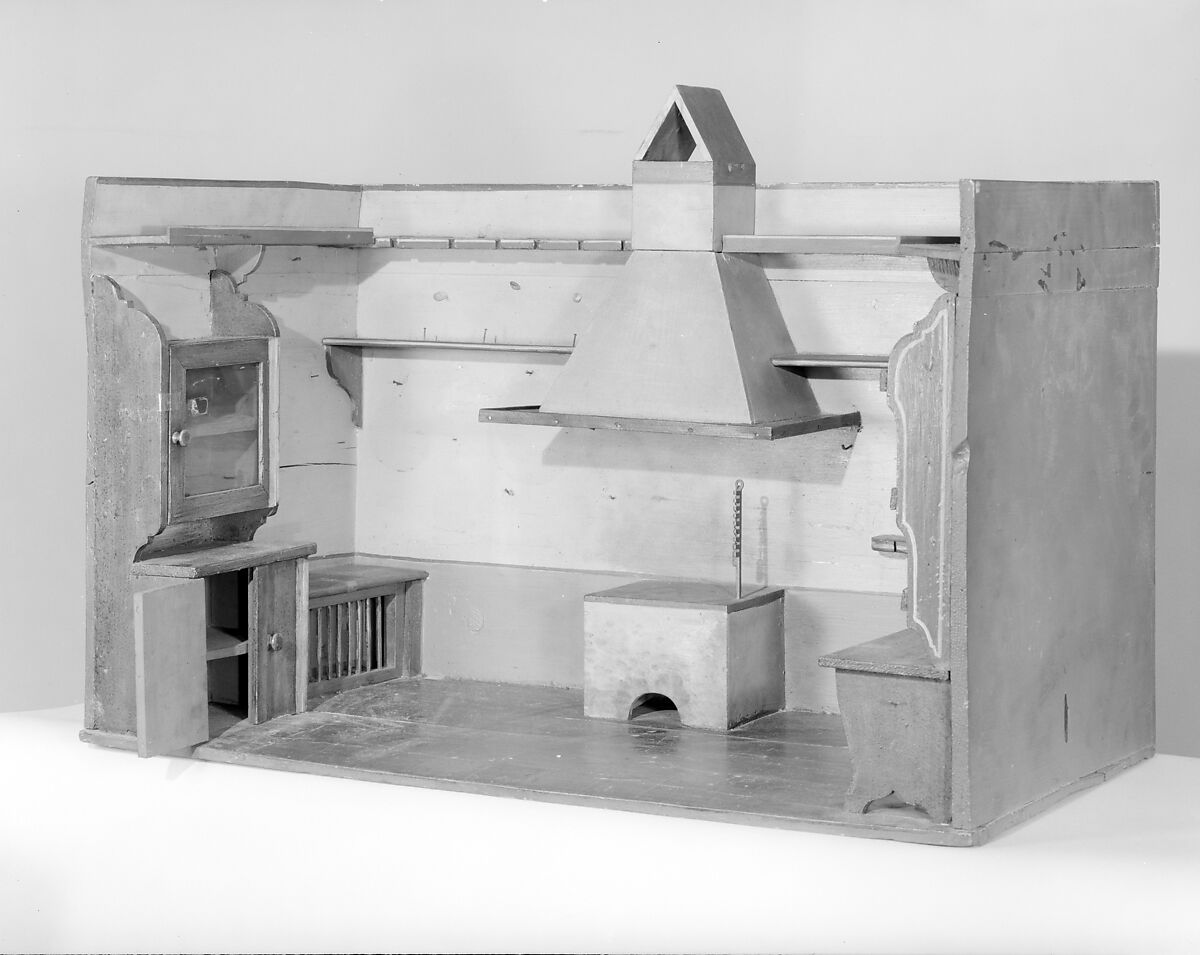 Toy Kitchen, Wood, metal, ceramics, American or German