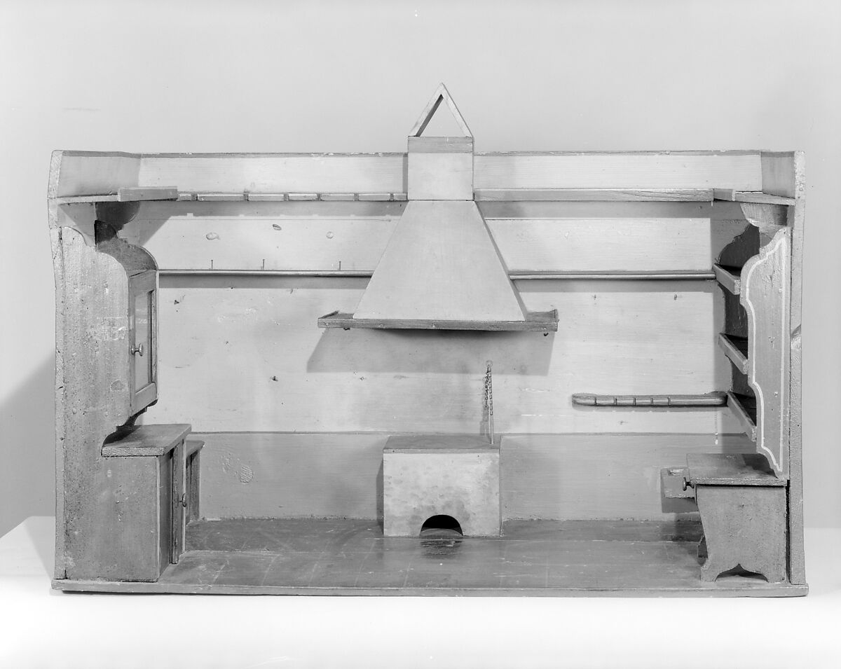 Toy Kitchen, Wood, metal, ceramics, American or German