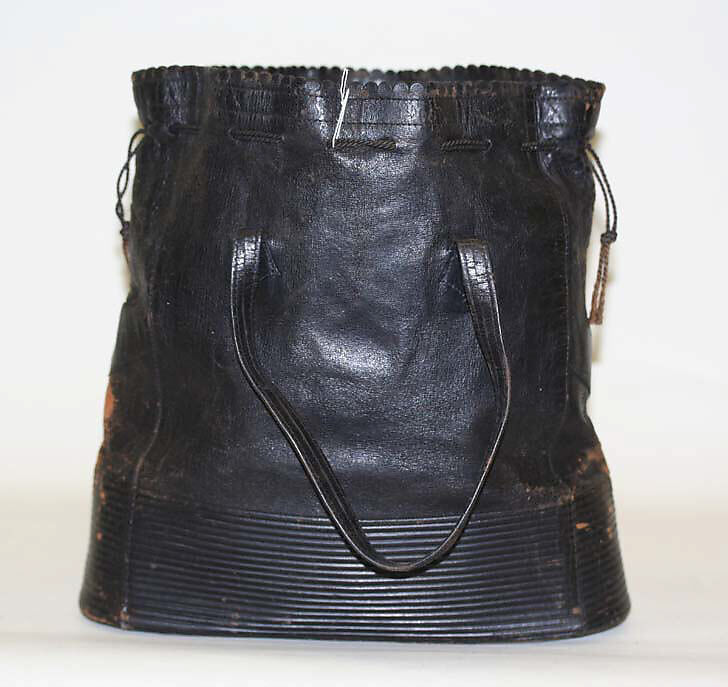 Drawstring bag, leather, cotton, American 