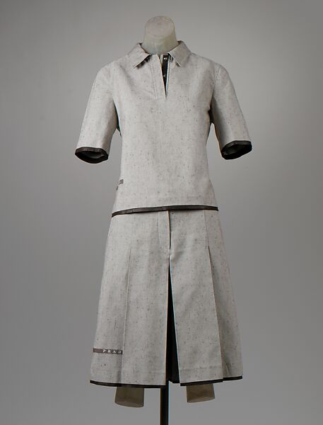 Ensemble, Prada (Italian, founded 1913), cotton, leather, Italian 