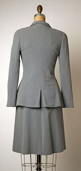 Ensemble, House of Chanel (French, founded 1910), (a–c) wool; (d, e) leather, silk, French