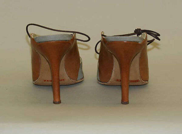 Ensemble, House of Chanel (French, founded 1910), (a–c) wool; (d, e) leather, silk, French