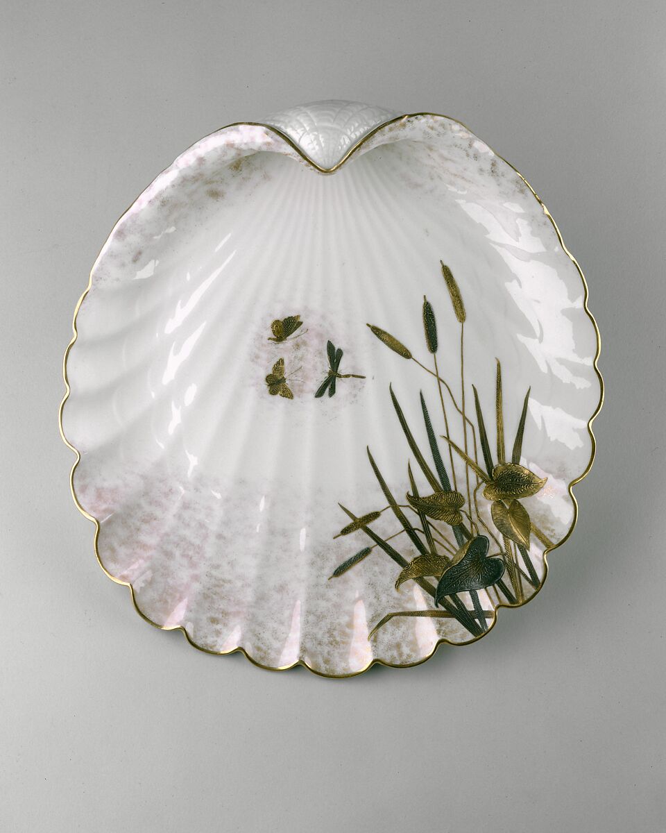 Tray, Ott and Brewer (American, Trenton, New Jersey, 1871–1893), Porcelain, American 