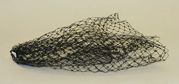 Hat, Saks Fifth Avenue (American, founded 1924), a) raffia, silk
b) veil, American