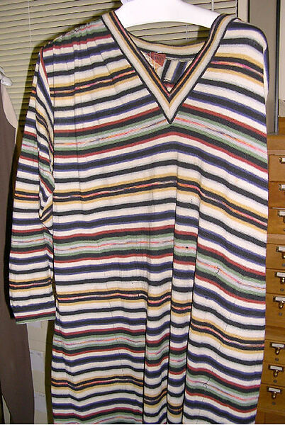 Dress, Missoni (Italian, founded 1953), (a) wool/rayon blend; (b) silk; (c) wool, wood, Italian