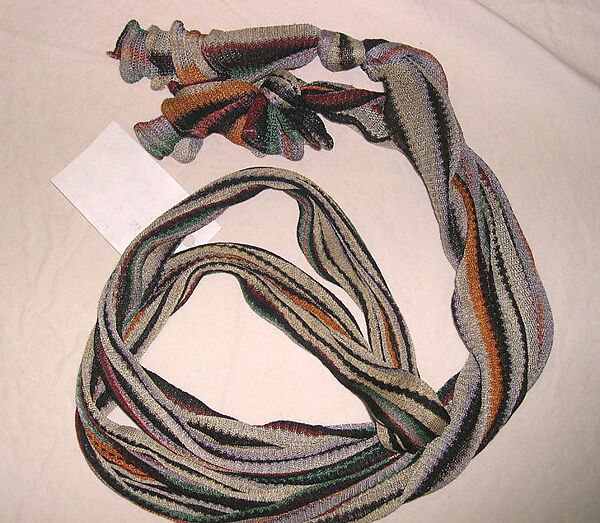 Dress, Missoni (Italian, founded 1953), (a) wool/rayon blend; (b) silk; (c) wool, wood, Italian