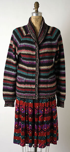 Ensemble, Missoni (Italian, founded 1953), (a) wool/mohair/nylon blend; (b) wool, Italian 