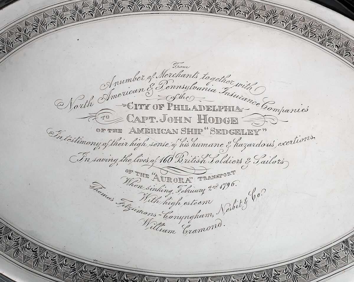 Tray, Christian Wiltberger (American, Philadelphia, Pennsylvania 1766–1851 Philadelphia, Pennsylvania), Silver, American