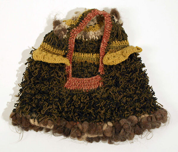 "African Mask", Janet Lipkin, a) wool, leather, wood
b-e) wool, leather, American