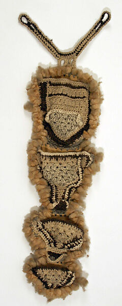 "African Mask", Janet Lipkin, a) wool, leather, wood
b-e) wool, leather, American