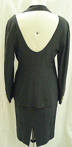 Suit, House of Moschino (Italian, founded 1983), a) synthetic, metal; b) synthetic, Italian