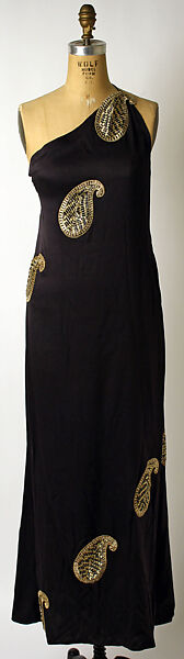 Evening ensemble, Bill Blass Ltd. (American, founded 1970), a) silk, synthetic, plastic, metal; b) silk, synthetic, American