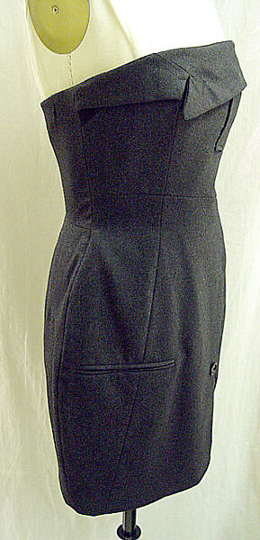 Evening dress, House of Moschino (Italian, founded 1983), wool, plastic, Italian