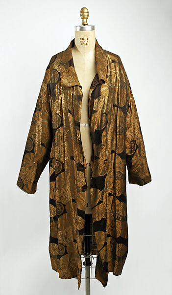 Evening coat, silk, metal, American 
