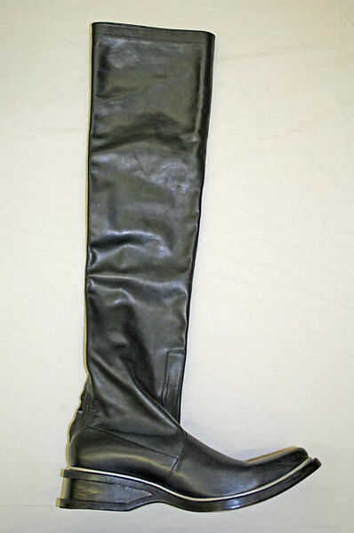 Ensemble, Dirk Bikkembergs (Belgian, born Germany, 1962), (a) wool, (b) synthetic, (c) metal, (d,e) leather, Belgian