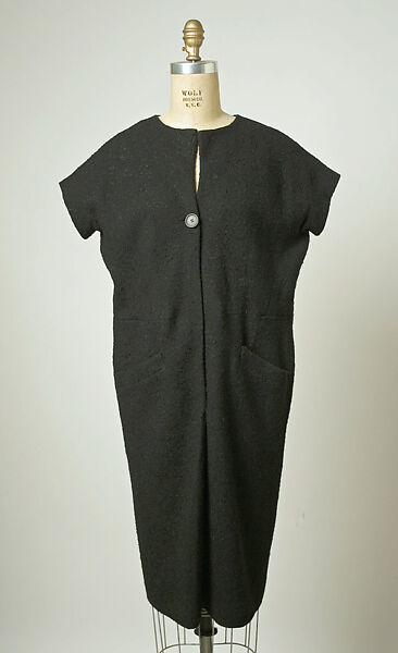 Dress, House of Balenciaga (French, founded 1937), Wool, leather, French