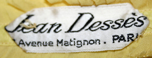 Evening dress, Jean Dessès (French (born Egypt), Alexandria 1904–1970 Athens), Silk, French