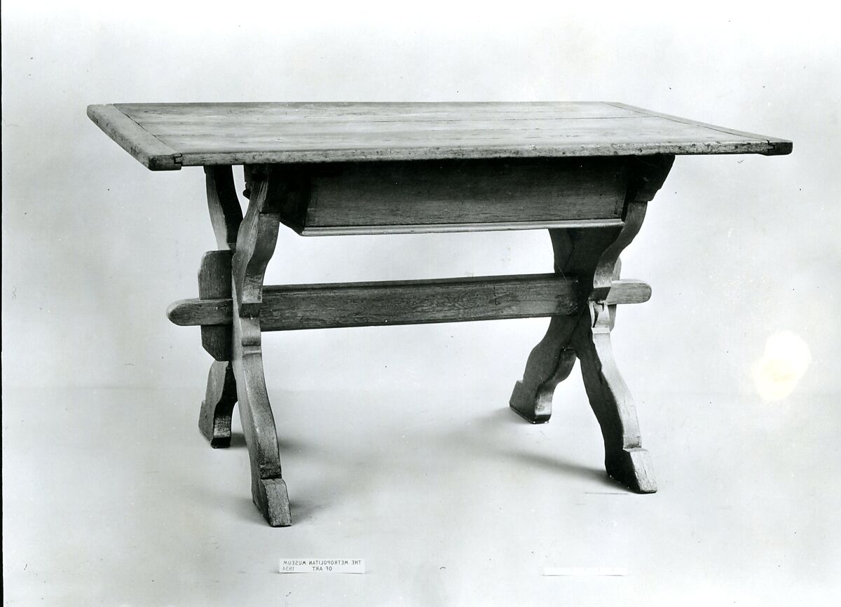 Trestle Table, Walnut, oak, American