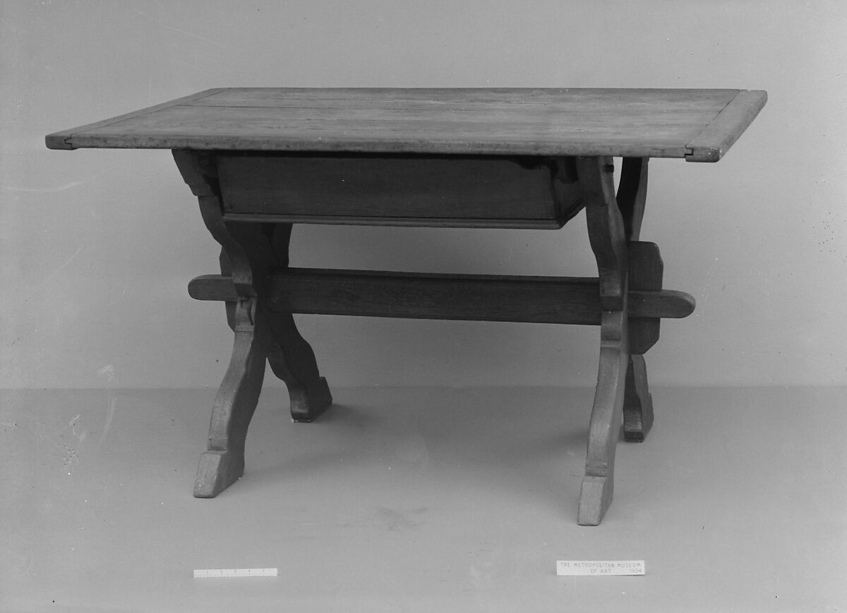 Trestle Table, Walnut, oak, American 