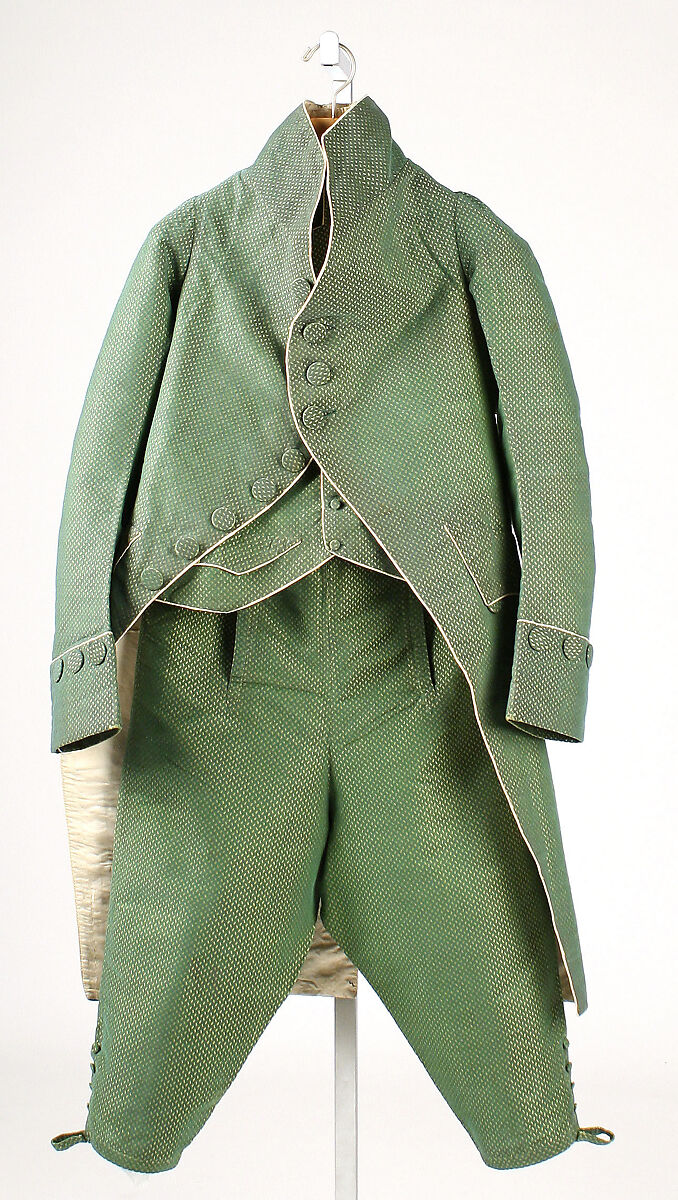 Ensemble, a) silk; b,c) silk, linen, French