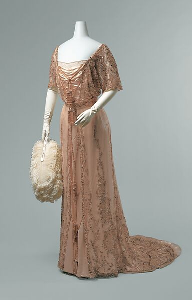 Evening dress, G &amp; E Spitzer (Austrian), silk, pearl, glass, Austrian