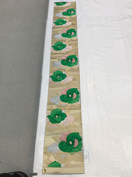 Obi, silk, metallic thread, Japanese