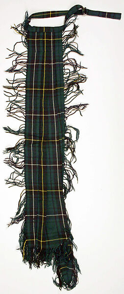 Ensemble, (a) silk, metal
(b) wool, cotton
(c, g) silk
(d, e, i, j) wool
(f) silk
(h) leather, metal, hair
(k, l) metal, glass, Scottish