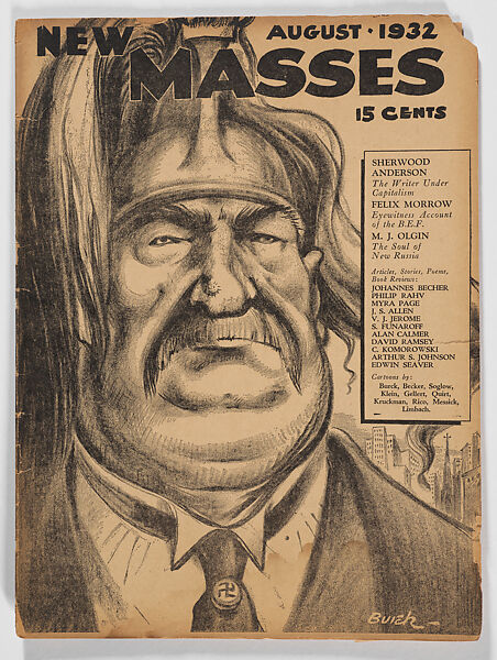 New Masses magazine, August 1932, New Masses, Inc., Commercial lithograph 